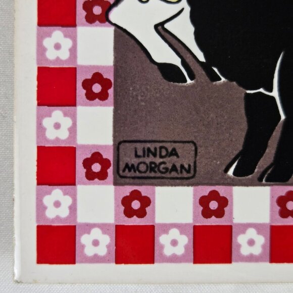 Vintage Action Industries 1984 Sheep Tile Trivets by Linda Morgan Rubber Feet - Picture 4 of 9